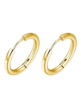 18K Gold Plated Hoop Earrings Stainless Steel Waterproof